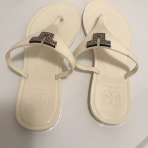 Tory burch white jelly slippers